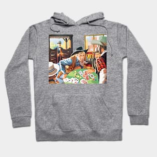 Poker Game Interrupted In The Tavern Western Cowboy Retro Comic Hoodie